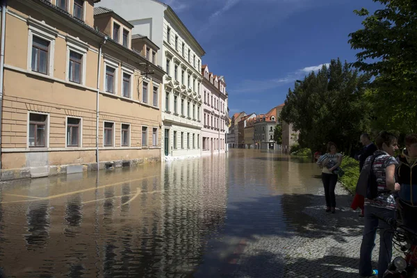 Meissen Alemanha Junho 2013 Vista Uma Rua Meissen Durante Inundações — Fotografia de Stock