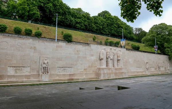 Ginebra Suiza Junio 2013 Composición Escultórica Muro Reforma Ginebra — Foto de Stock