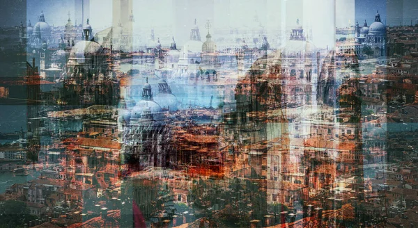 Colagem Abstrata Telhados Veneza — Fotografia de Stock