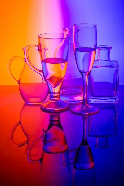 Still Life Glass Objects Colored Background — Stock Photo, Image
