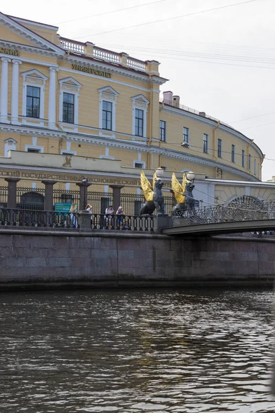 Sankt Petersburg Ryssland Juli 2021 Över Bevingade Lejon Bankbron Sankt — Stockfoto