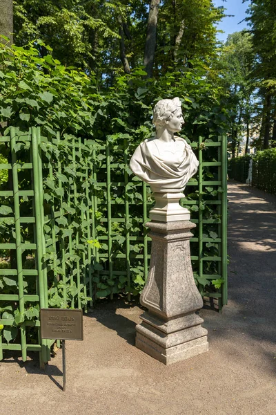 Sankt Petersburg Ryssland Juli 2021 Bust Julia Caesar Sommarträdgården Sankt — Stockfoto