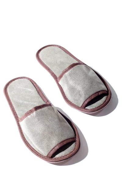 Gray One Slippers Hotel White Background — Stock Photo, Image