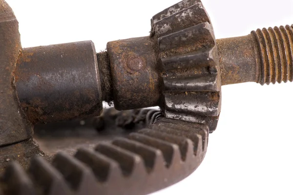 Detail of an old machine gear on a white background — Stock Photo, Image