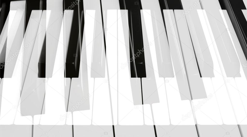 Abstract image of piano keys with double exposure