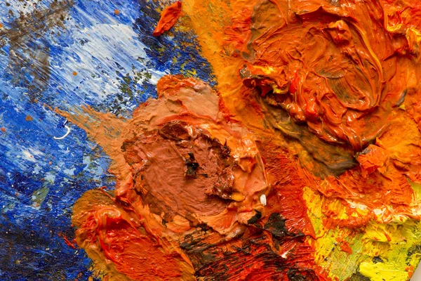 Fondo abstracto de pinturas al óleo en la paleta de un artista — Foto de Stock