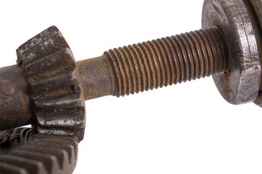 eski bir makine vites beyaz zemin üzerine ayrıntı