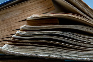 Kağıt yapraklarıyla birbirine bağlanmış iki kitap