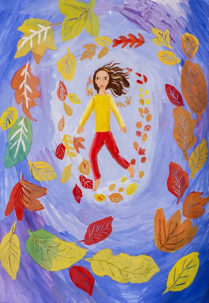 Çocuk çizim guaş "sonbahar ritmi" — Stok fotoğraf