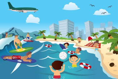 Kumsaldaki insanlar.