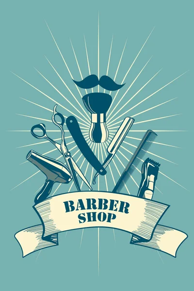 Cartel de barbería — Vector de stock