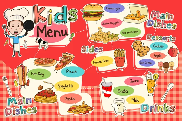 Menu de repas pour enfants — Image vectorielle