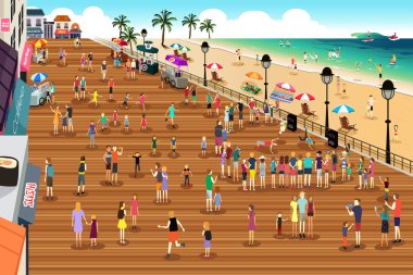 İnsanlar Boardwalk sahnede