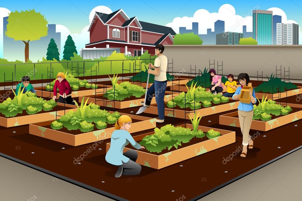 People Doing Community Gardening Stock Vector Image by ©artisticco