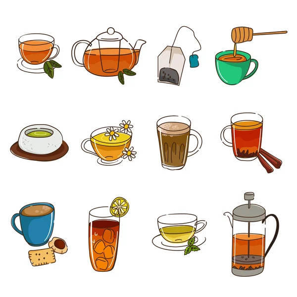 Conjunto de iconos de té — Archivo Imágenes Vectoriales