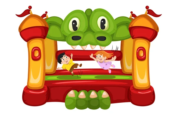 Barn som leker i en bouncy hus — Stock vektor