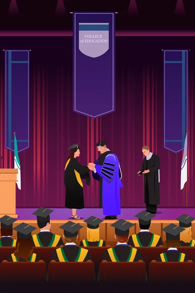 Graduación chica en el podio — Vector de stock