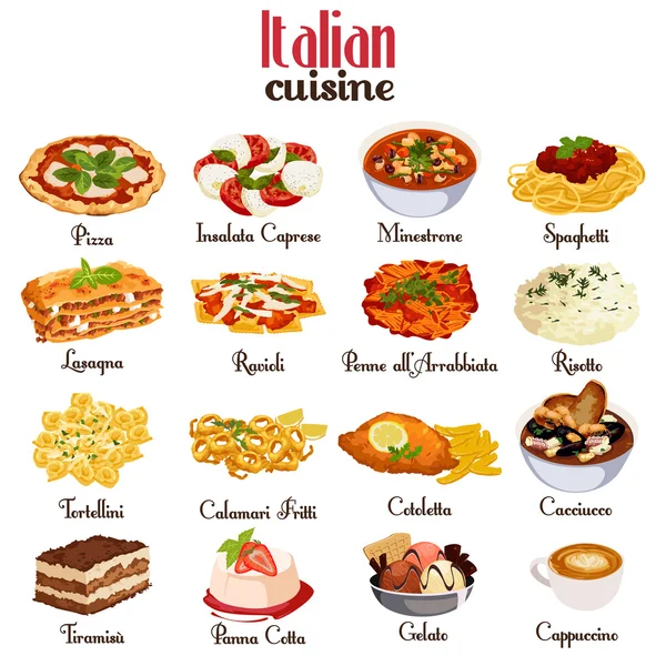 Ikony włoskiej kuchni — Wektor stockowy