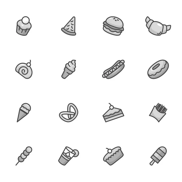 Icônes alimentaires de dessert — Image vectorielle