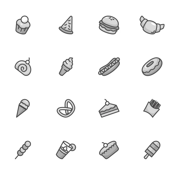 Postres Alimentos Iconos — Vector de stock