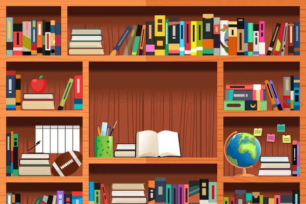 Дерев'яні книжкові полиці з Copyspace — стоковий вектор