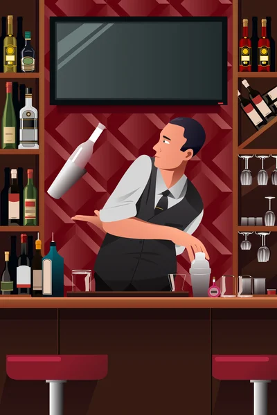 Barman v akci — Stockový vektor