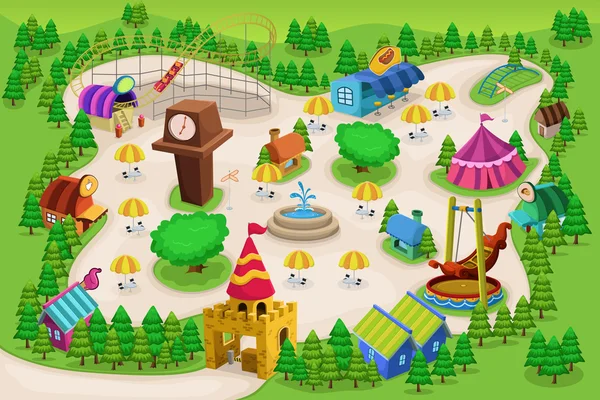 Amusement park map Stock Illustration