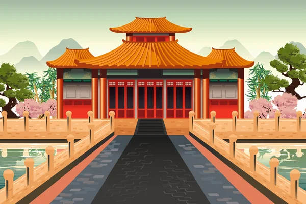 Chinese tempel achtergrond — Stockvector