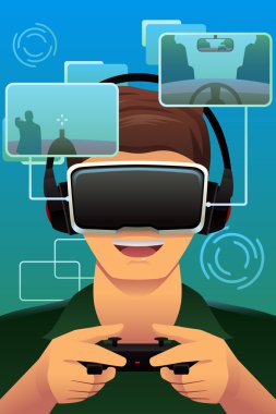 Adam bir sanal gerçeklik oyunu oynamak