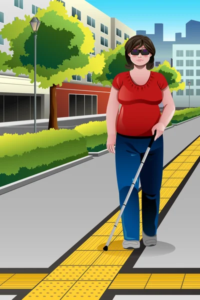 Slepí lidé chůze na chodníku — Stockový vektor