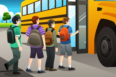 Kids getting on the school bus