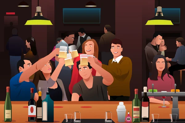 Les jeunes s'amusent dans un bar — Image vectorielle