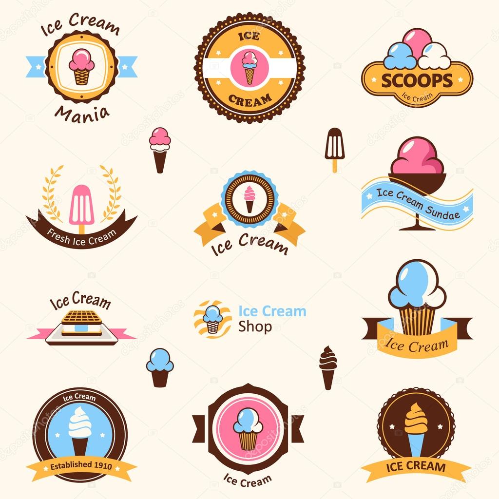 A vector illustration of ice cream shop logo