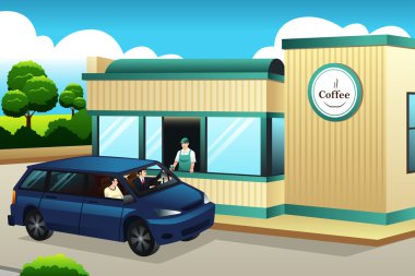 Drive-thru Coffee Shop kahve satın insanlar