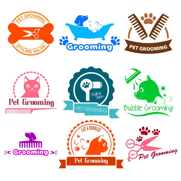 Pet Grooming Service Business Logos — Stock Vector