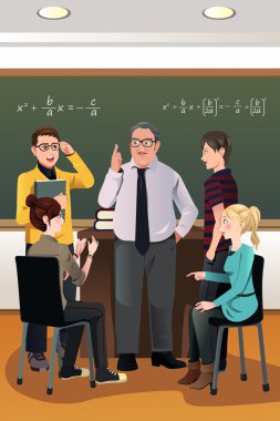 onların Profesör ile bir tartışma sahip üniversite öğrencileri