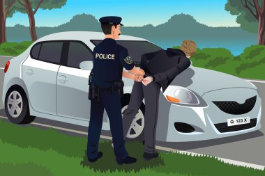 Polis bir law-breaker kelepçe