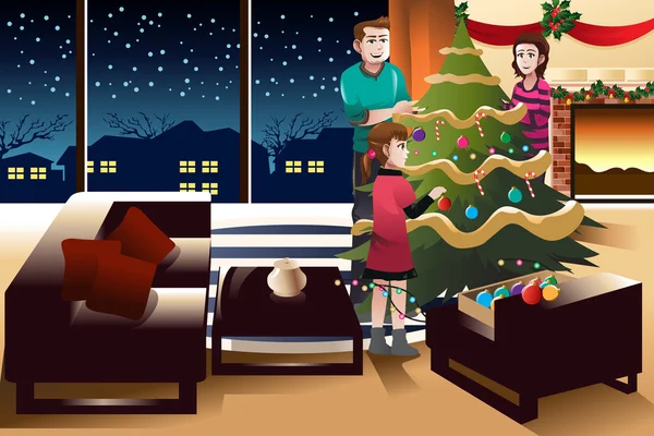 Décoration de famille arbre de Noël — Image vectorielle