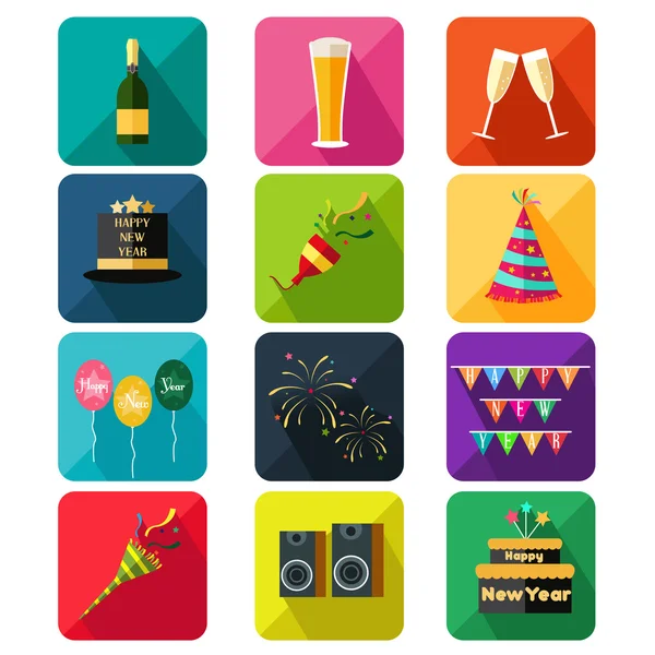 Iconos de fiesta de Año Nuevo — Vector de stock