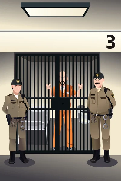 Prisionero en la cárcel — Vector de stock