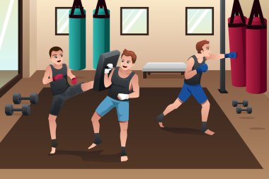 Spor salonunda boksör eğitimi.