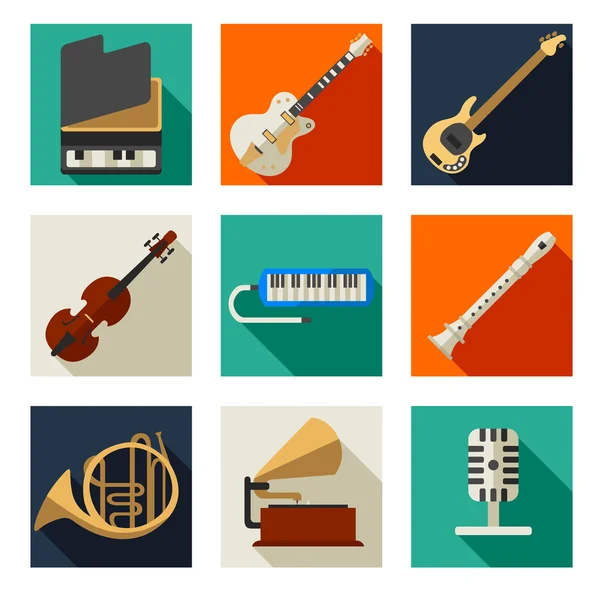 Muziekinstrumenten pictogrammen — Stockvector