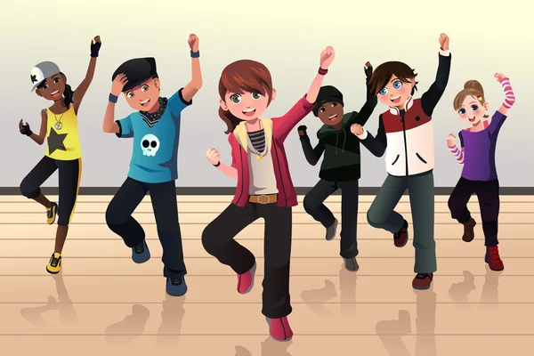 Cours de danse hip hop pour enfants — Image vectorielle