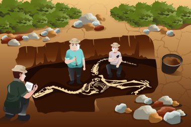 Erkekler bir dinozor Fosili keşfetmek