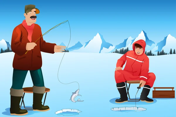 Men ice fishing — Stock Illustration Men ice fishing Royalty Free Stock Illustrations
