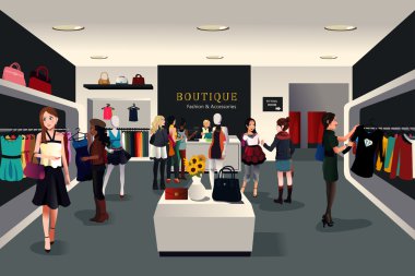Inside modern clothing store clipart