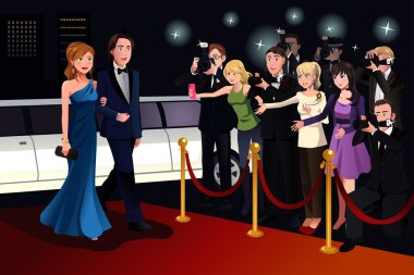 Couple going to a red carpet event clipart