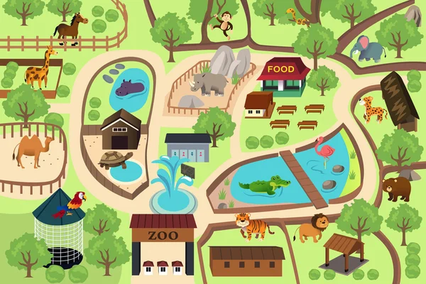 Mapa de um parque zoológico —  Vetores de Stock