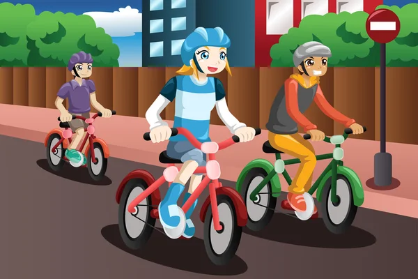 Děti jezdící na kole — Stockový vektor