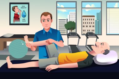 Fiziksel terapist bir hasta üzerinde çalışma